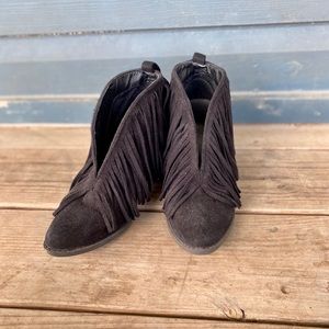 Coconut Black Fringe Booties